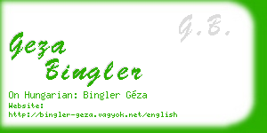 geza bingler business card