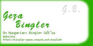 geza bingler business card